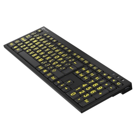 Teclado Ampliado NERO PC USB Letras Amarelas Fundo Preto