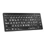 Teclado Ampliado Mini Bluetooth PC Letras Brancas Fundo Preto