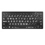 Teclado Ampliado Mini Bluetooth PC Letras Brancas Fundo Preto