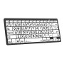 Teclado Ampliado Mini Bluetooth PC Letras Pretas Fundo Branco