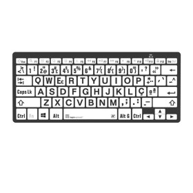 Teclado Ampliado Mini Bluetooth PC Letras Pretas Fundo Branco