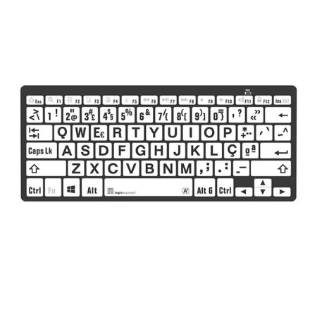 Teclado Ampliado Mini Bluetooth PC Letras Pretas Fundo Branco