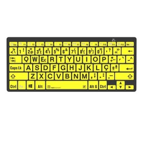 Teclado Ampliado Mini Bluetooth PC Letras Pretas Fundo Amarelo