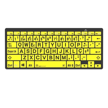 Teclado Ampliado Mini Bluetooth PC Letras Pretas Fundo Amarelo