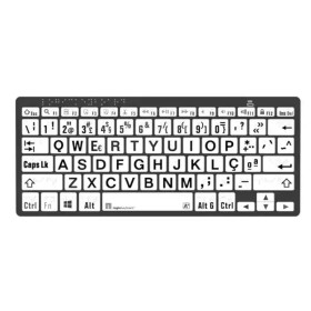 Teclado Ampliado e Braille  Mini Bluetooth PC Letras Pretas Fundo Branco