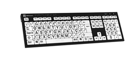 Teclado Ampliado e Braille NERO PC USB Letras Pretas Fundo Branco