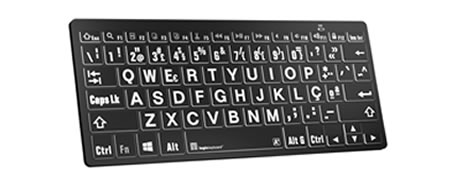 Mini Teclado Letras Brancas Fundo Preto PC