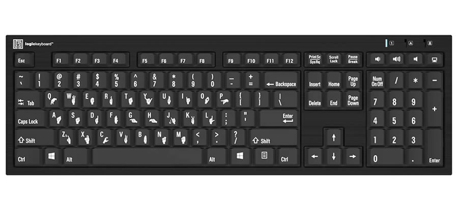 Teclado Língua Gestual PC USB Logickeyboard