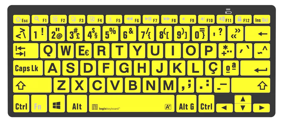 Mini Teclado Letras Pretas Fundo Amarelo PC