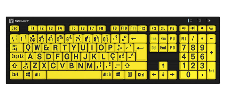 Teclado NERO PC Letras Pretas Fundo Amarelo